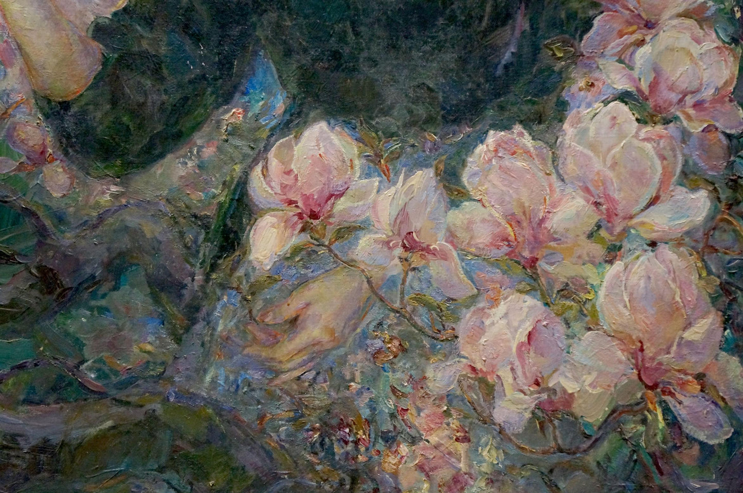 Impressionistic pink magnolia cluster by Titarenko Maria Anatolyevna