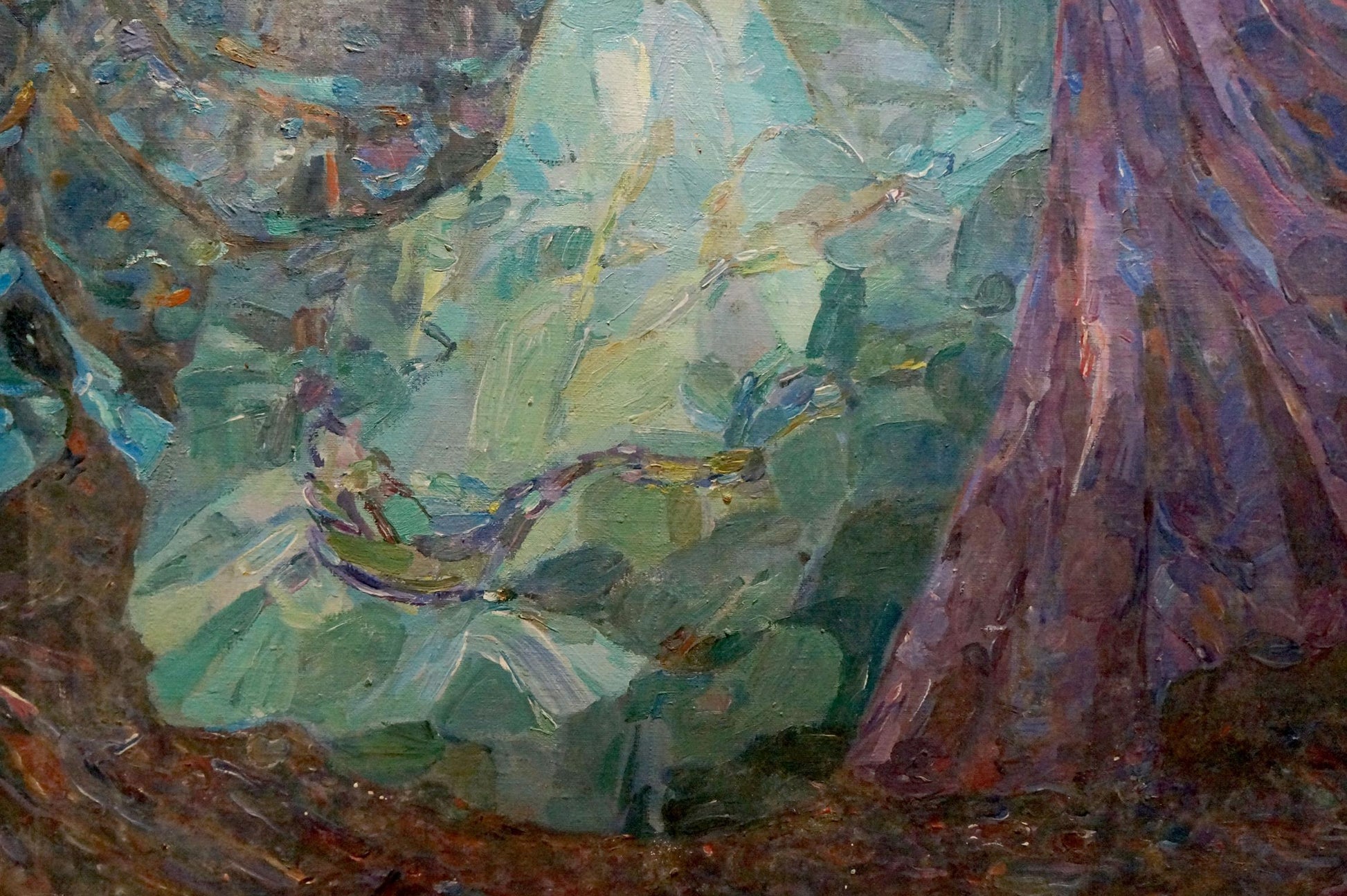Oil painting Holiday by Titarenko Maria Anatolyevna, swirling greens and purples