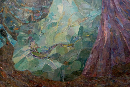 Oil painting Holiday by Titarenko Maria Anatolyevna, swirling greens and purples