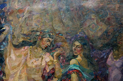 Oil painting Holiday by Titarenko Maria Anatolyevna, vibrant women in colorful garments