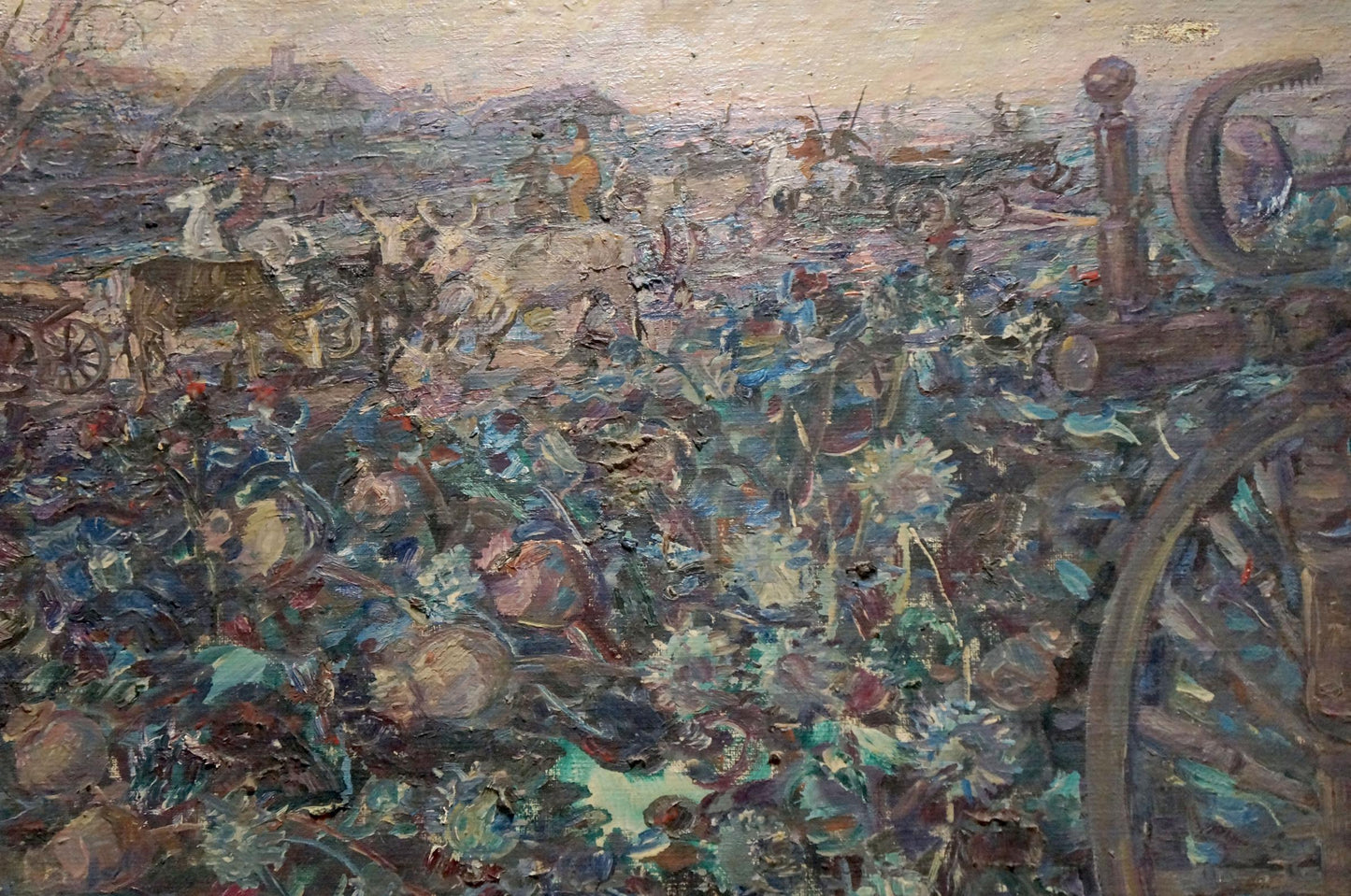 Textured impressionistic oil painting of chaotic battlefield by Titarenko Maria Anatolyevna