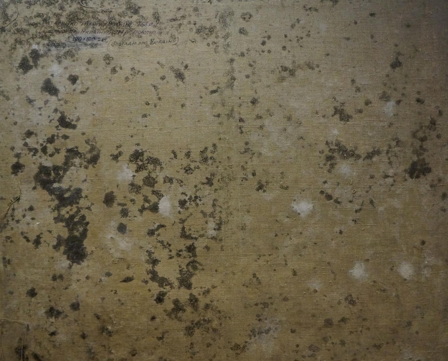 Back of Oil painting In the courtyard by Titarenko Maria Anatolyevna with mold patches