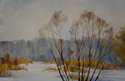 Serene winter landscape oil painting by Gaiduk Zinaida Kirillovna