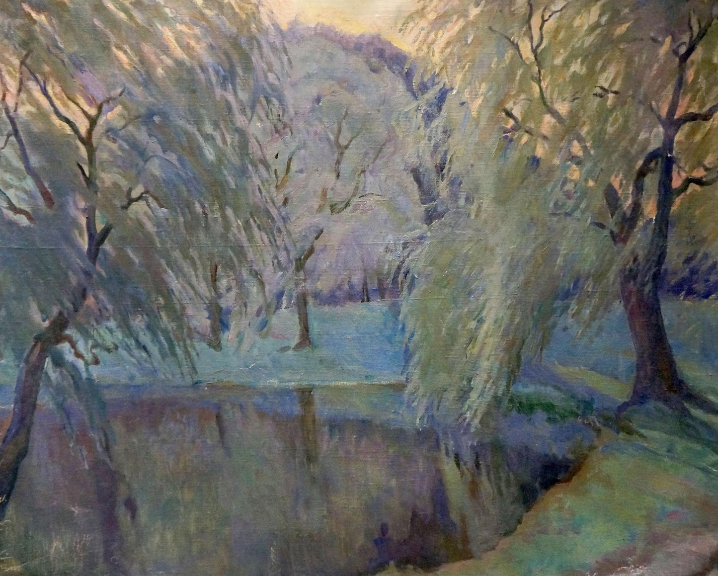 Impressionistic oil painting of weeping willows by Tytarenko Odarka Anatoliivna