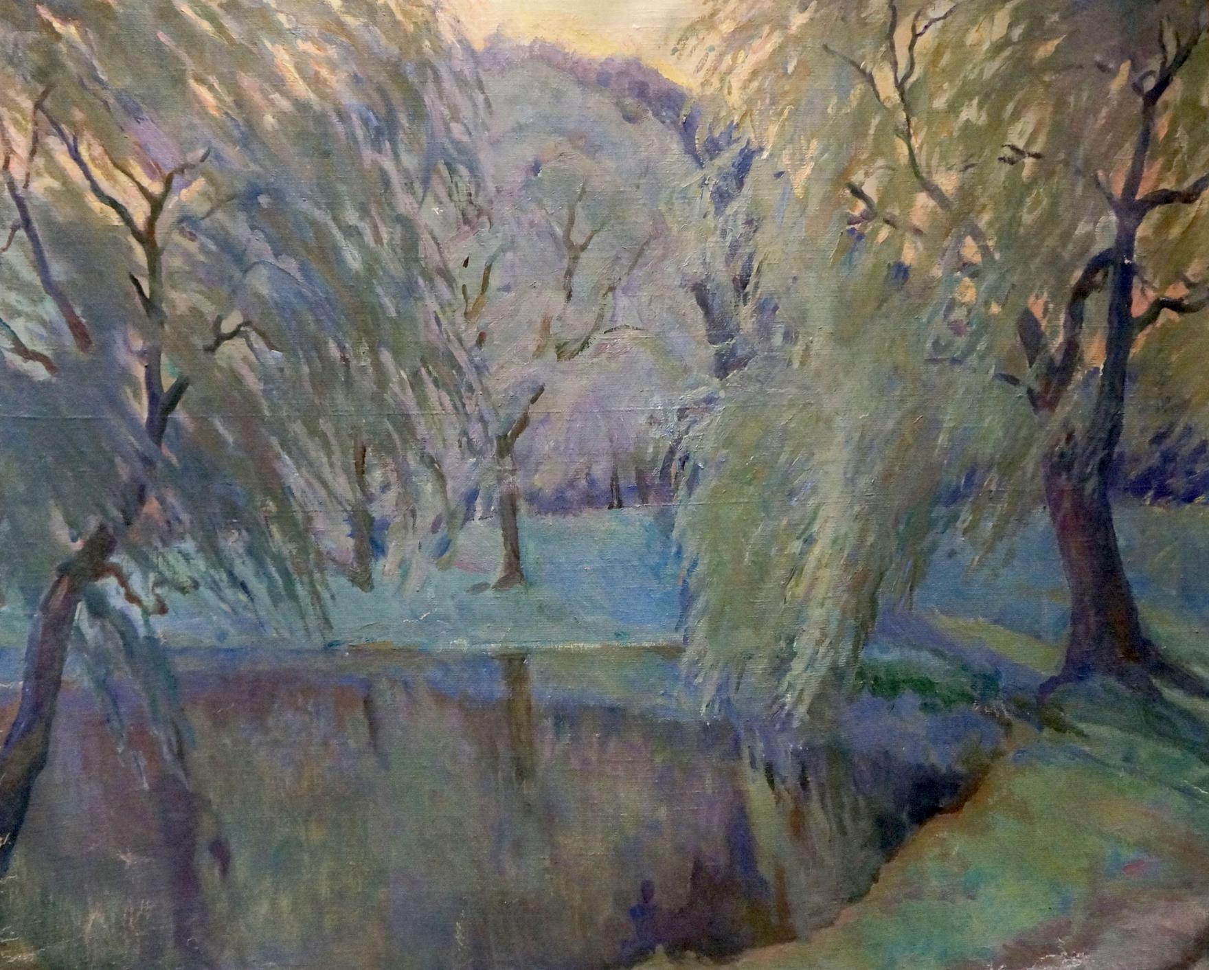 Impressionistic oil painting of weeping willows by Tytarenko Odarka Anatoliivna