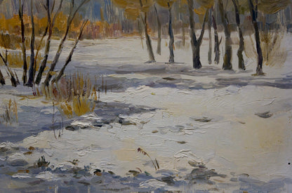 Oil painting of snowy winter landscape by Gaiduk Zinaida Kirillovna