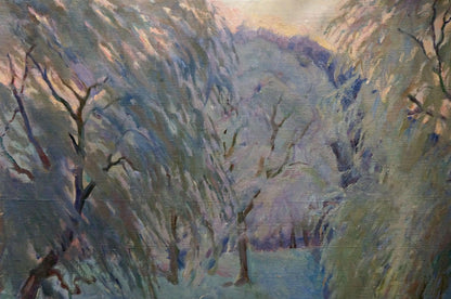 Oil painting of snowy forest path by Tytarenko Odarka Anatoliivna