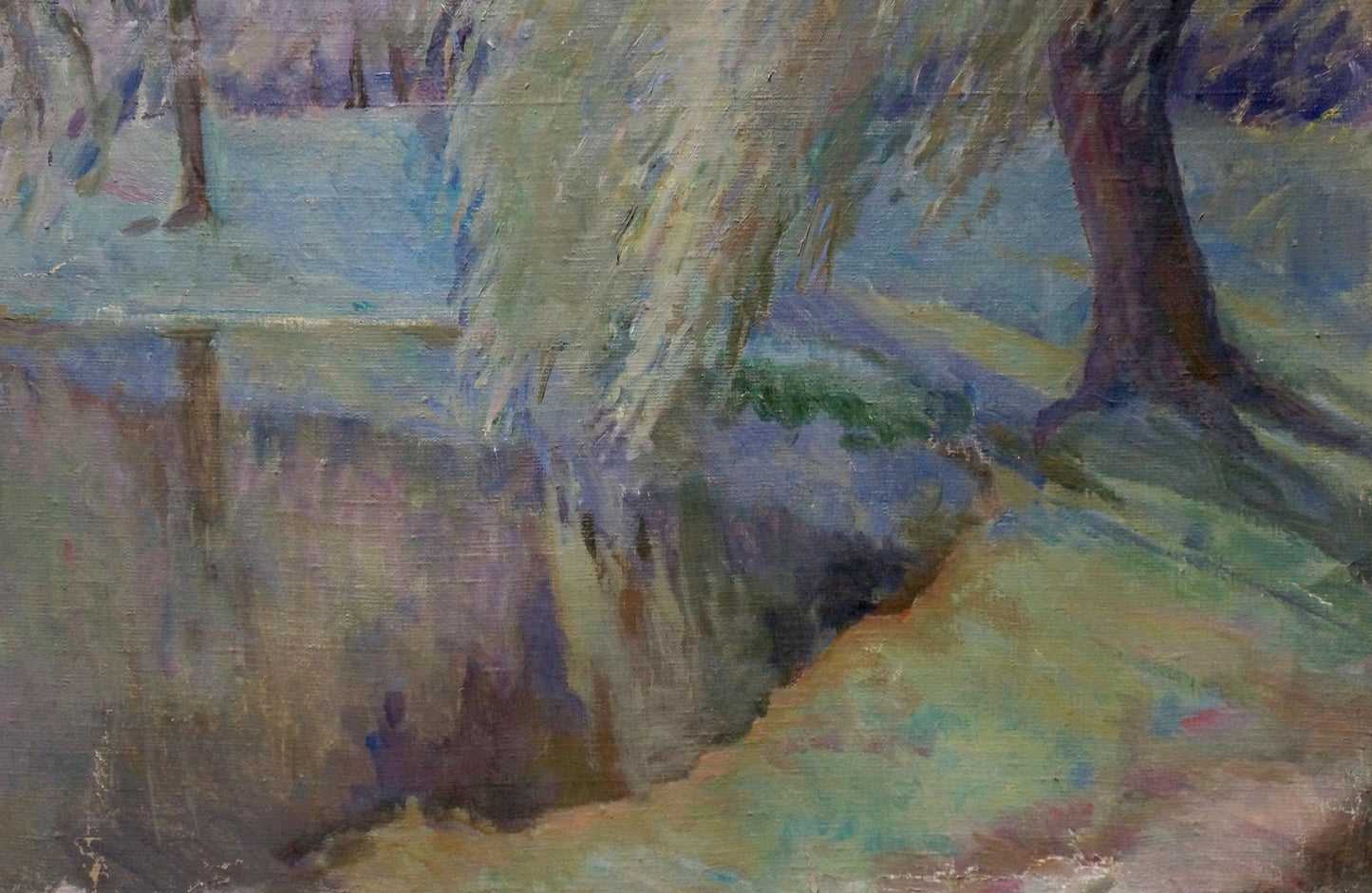 Oil painting of weeping willow by Forest pond Tytarenko Odarka Anatoliivna