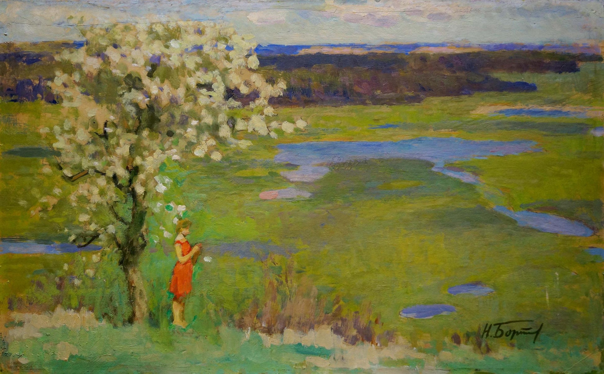 Oil painting Lonely Girl by Bortnikov Nikolay Fedorovich