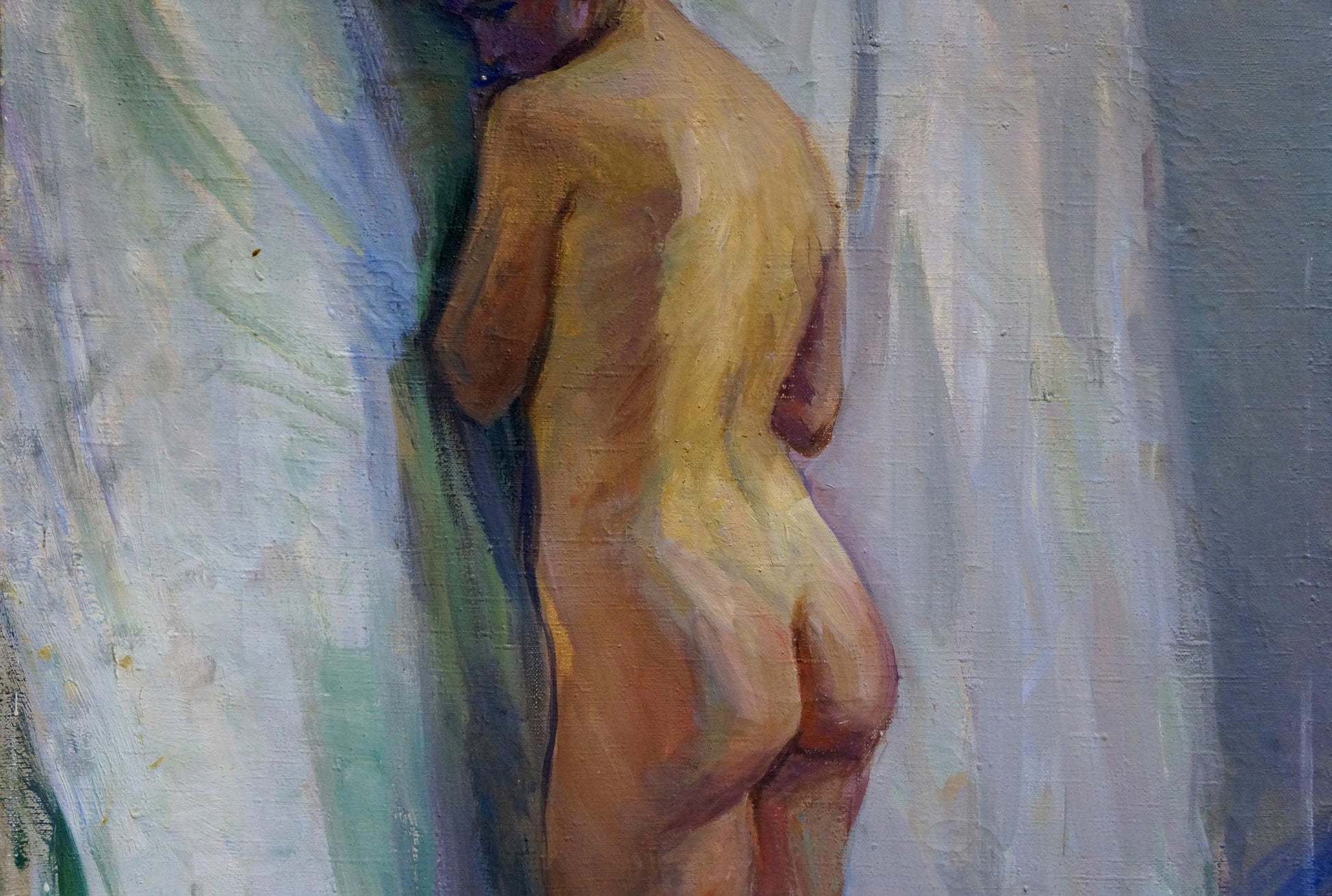 Oil painting of female figure from behind by Pavlyuk Victor Illarionovich