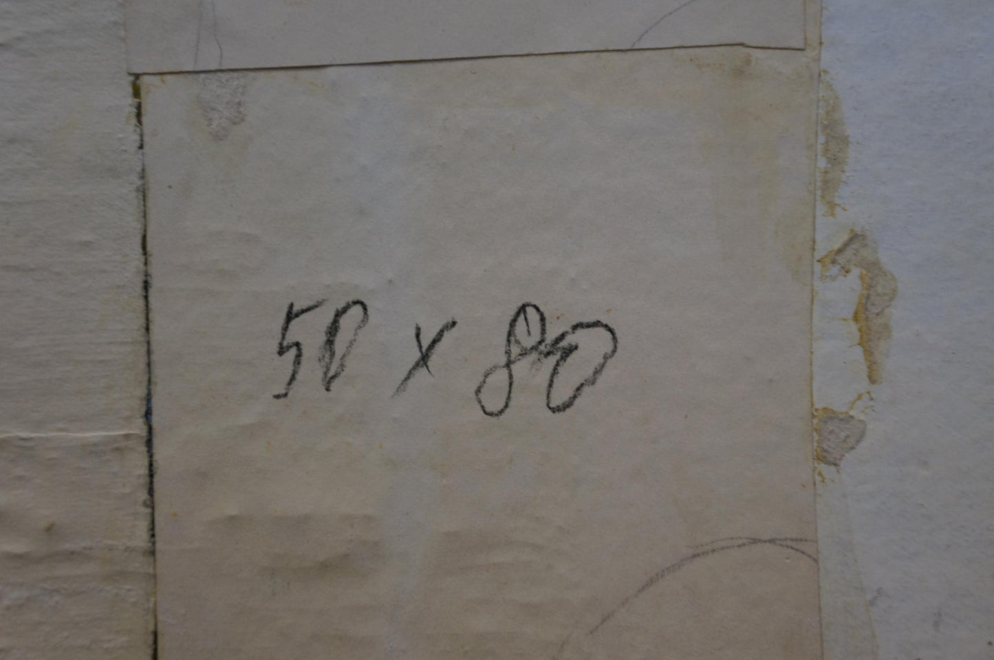 Back of Lonely Girl oil painting by Bortnikov Nikolay Fedorovich with 50 x 80 dimensions handwritten on beige paper