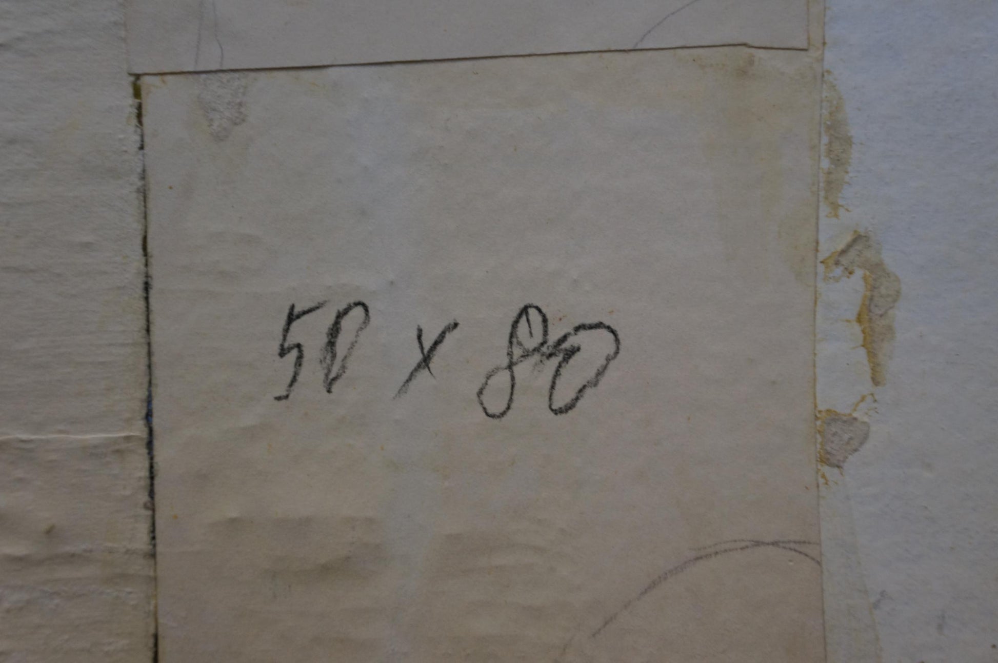Back of Lonely Girl oil painting by Bortnikov Nikolay Fedorovich with 50 x 80 dimensions handwritten on beige paper