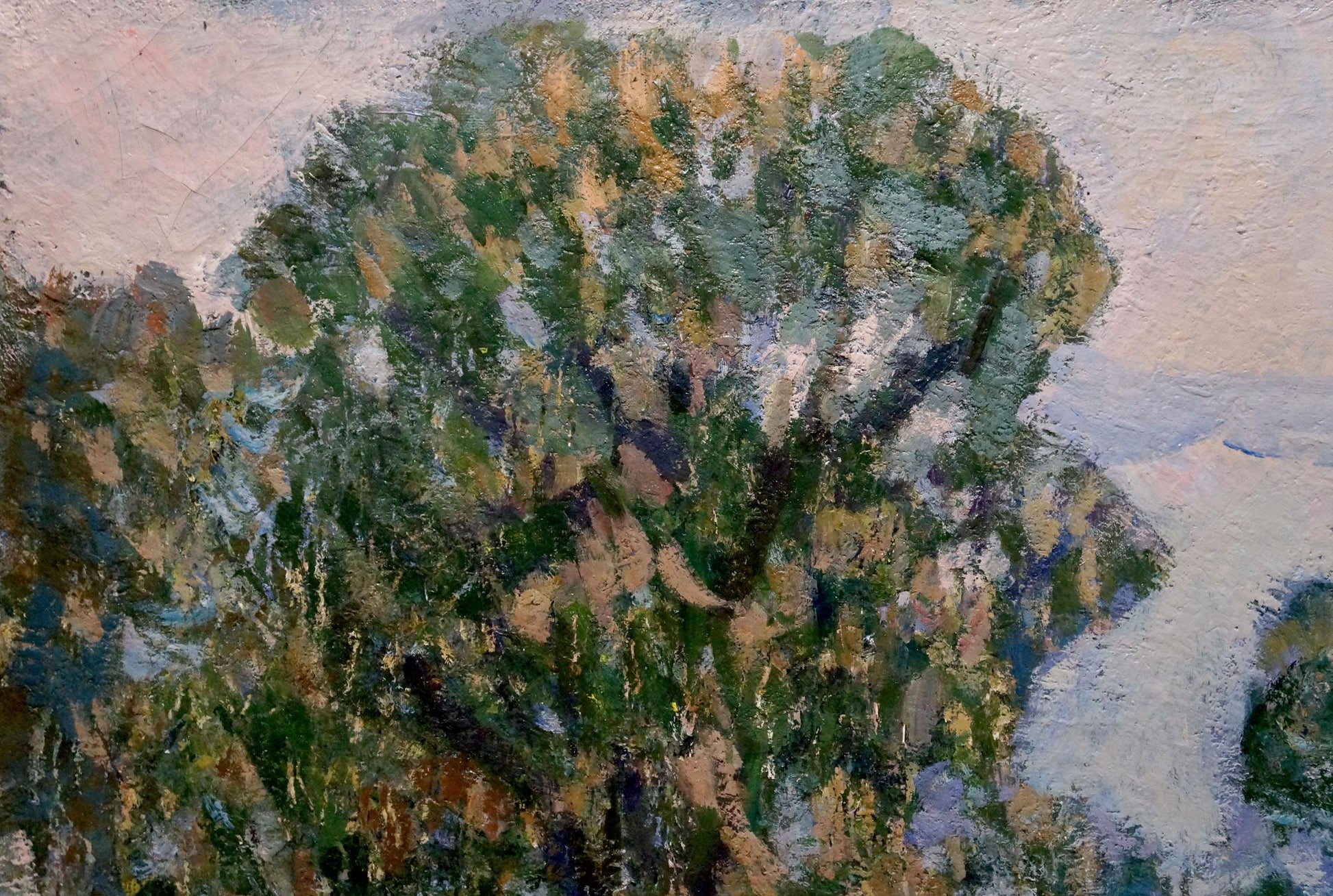 Textured impressionist oil painting of tree by Petro Dorofiyovych Slota