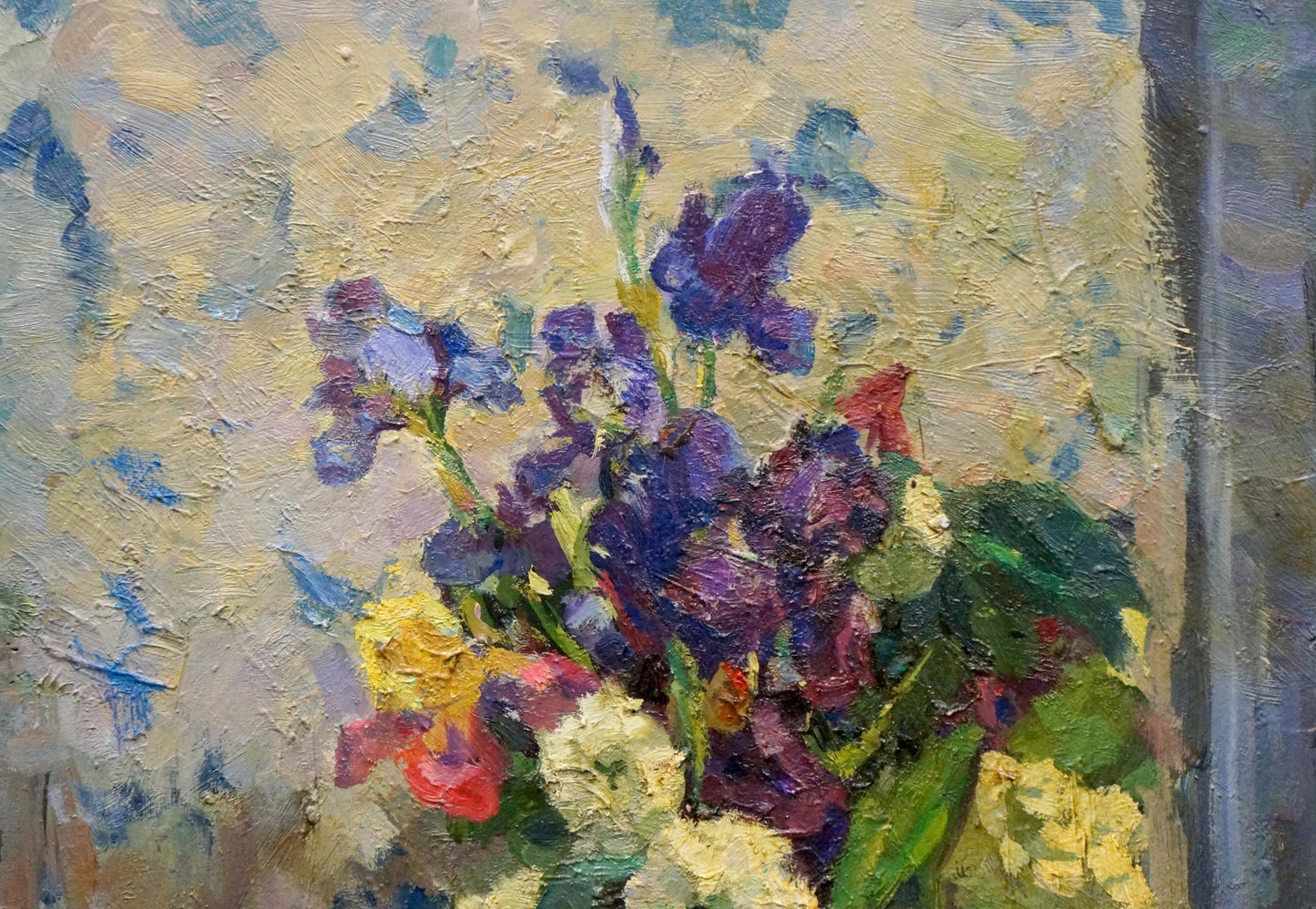 Vibrant purple, yellow, red flowers oil painting by Samokhin Vladimir Kalistratovich