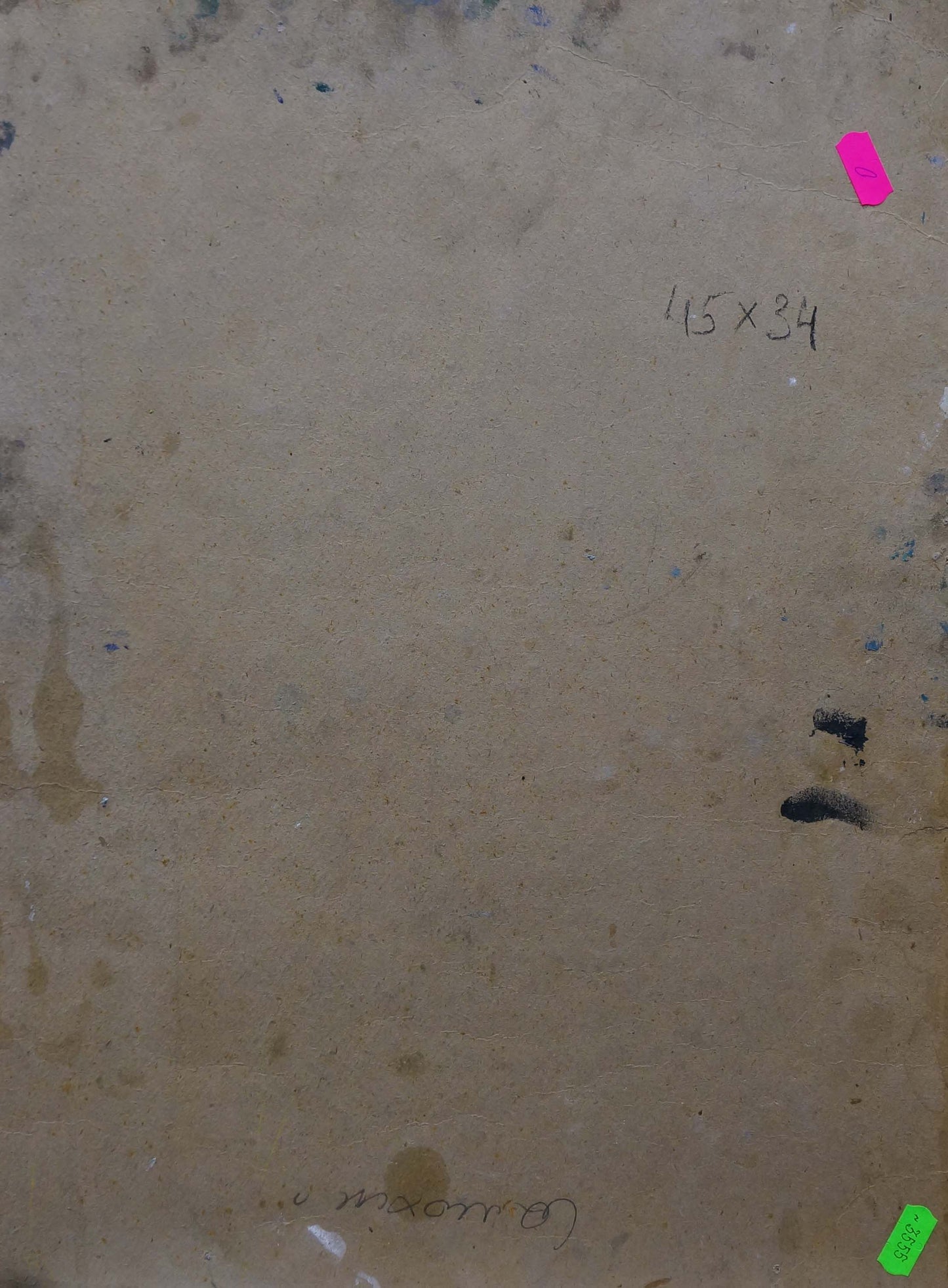 Back of beige worn canvas oil painting Flowers by Samokhin Vladimir Kalistratovich