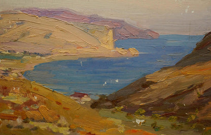 Oil painting The ruins of the fortress V. Kisil coastal landscape