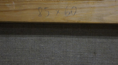 Back of oil painting Sweet still life: light brown stretcher bar marked 85 x 60