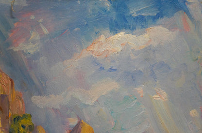 Oil painting of sunny beach by Zakharyan Gurgen Harutyunovich with dynamic sky