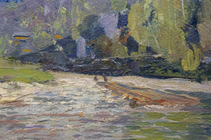 Oil painting of riverbank landscape by Kropko Alexander Petrovich