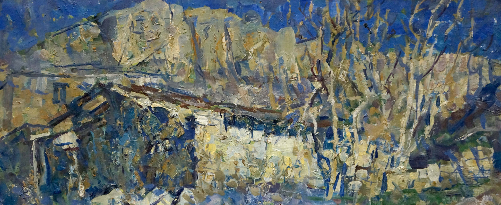 Vibrant impressionistic oil painting by Kropko Alexander Petrovich of rugged mountains