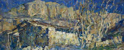 Vibrant impressionistic oil painting by Kropko Alexander Petrovich of rugged mountains