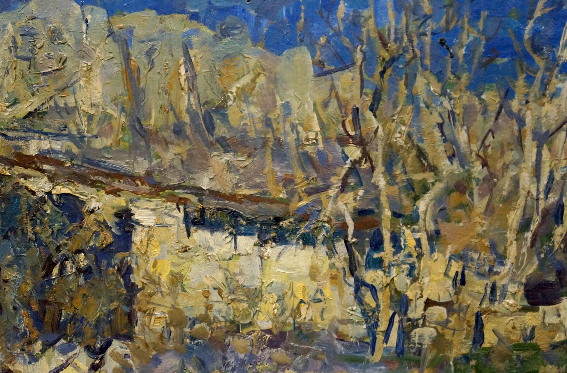 Oil painting Landscape by Kropko Alexander Petrovich, abstract blue yellow tones