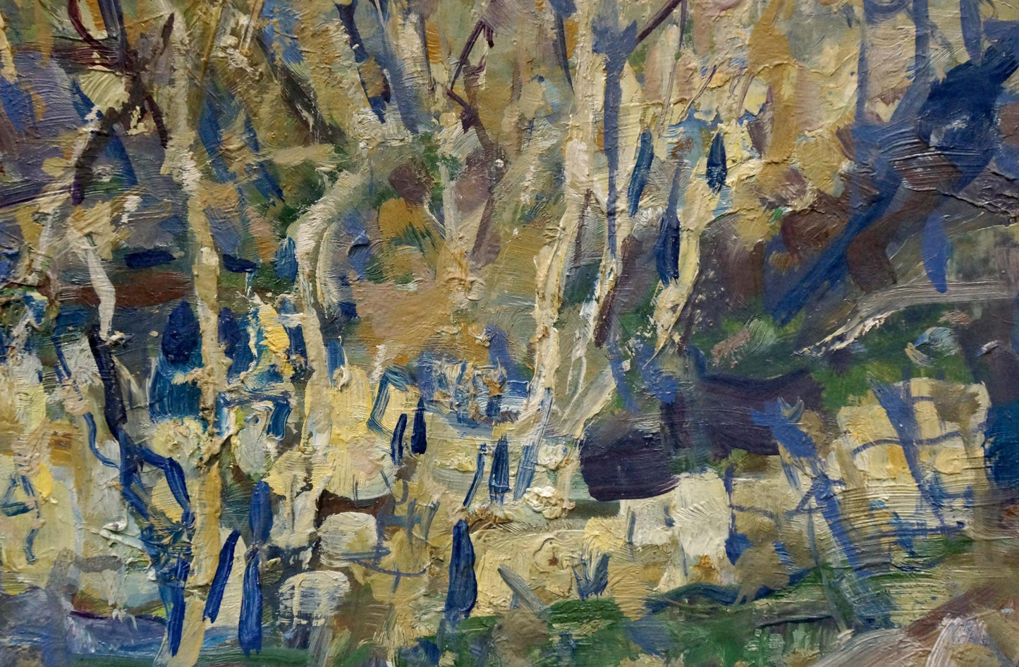 Oil painting landscape by Kropko Alexander Petrovich with yellow blue green textured brushstrokes