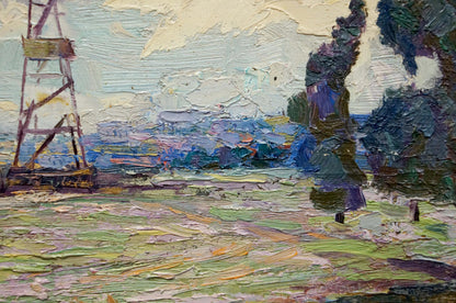 Impressionistic oil painting of wooden lighthouse by Marynichenko Grigory Andreevich