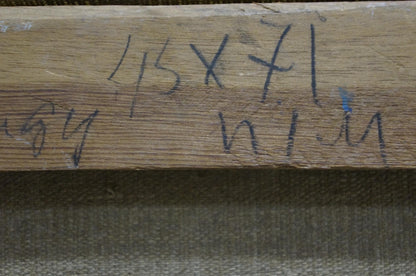 Back of Kisil Grigory Alekseevich oil painting with weathered plank markings