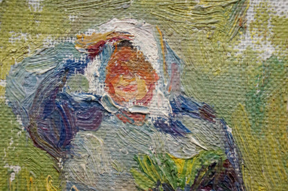 Oil painting of Tsvetkova Valentina Petrovna grandmother portrait