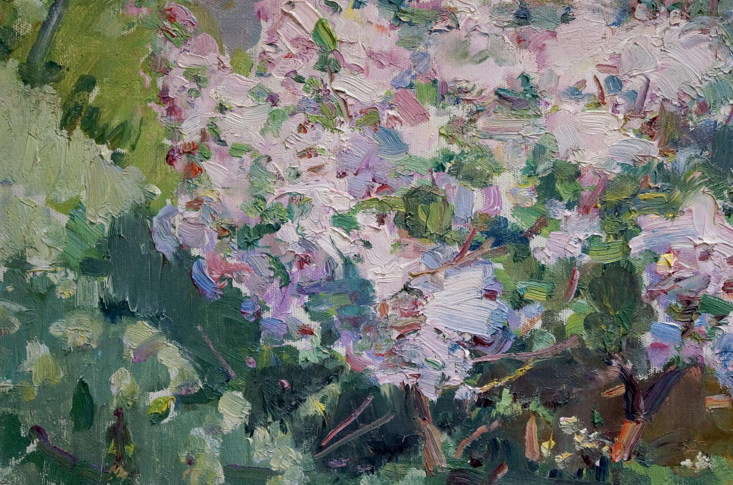 Vibrant impressionist oil painting of lilac blooms by Artym Olga Markovna
