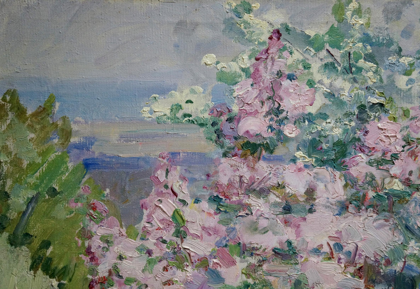Vibrant impressionist oil painting of lilac blooms by Artym Olga Markovna