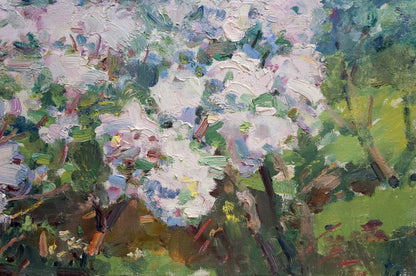 Vibrant impressionist oil painting of lilac blooms by Artym Olga Markovna