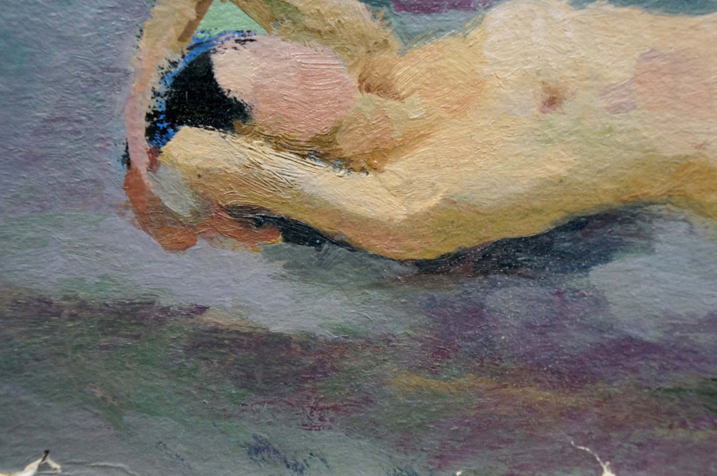 Oil painting by Tsvetkova Valentina Petrovna of figure swimmer