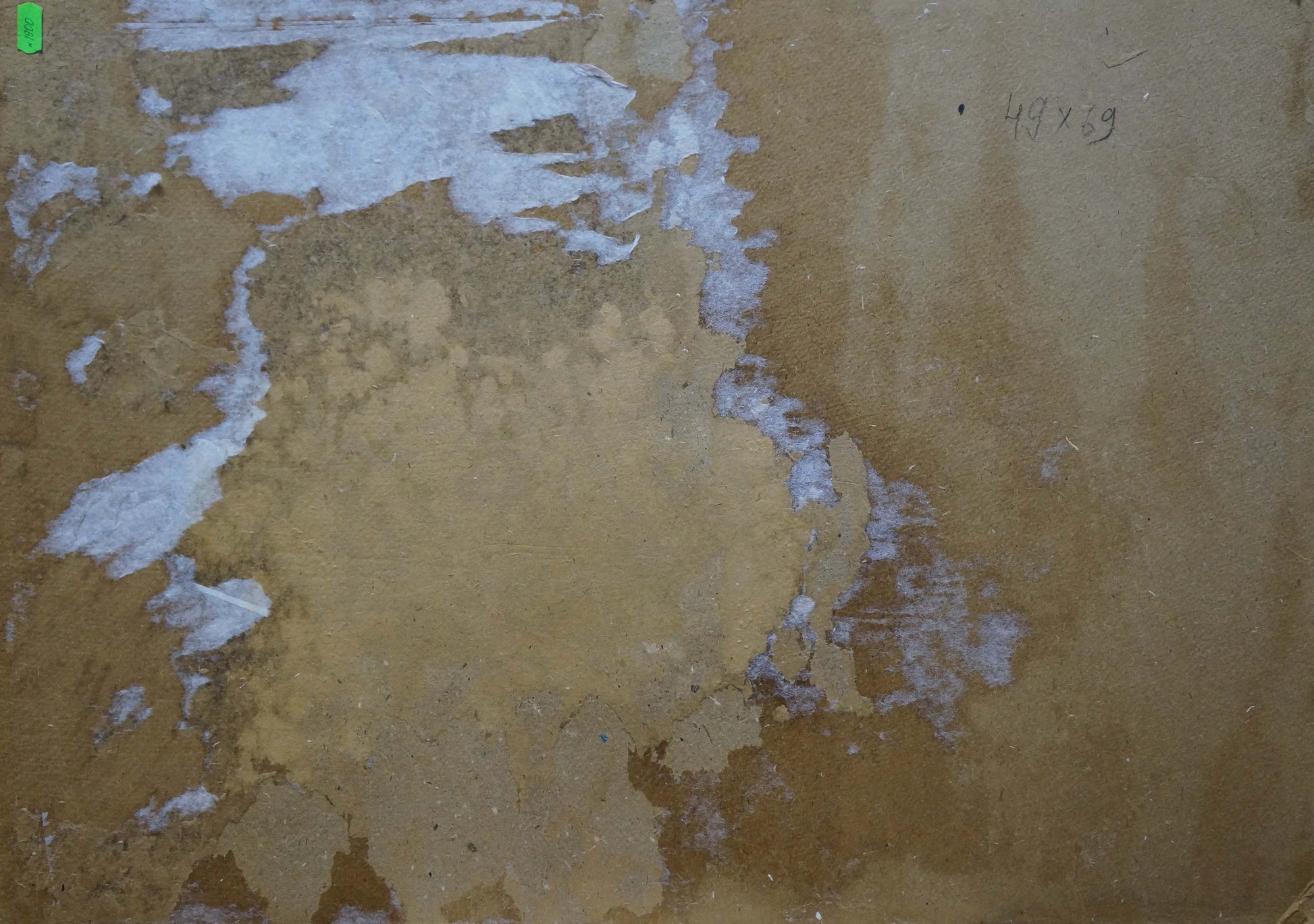 Weathered beige and white peeling paint on wall in Golden autumn oil painting by Chegodar