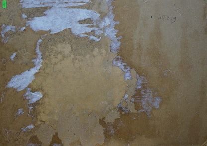 Weathered beige and white peeling paint on wall in Golden autumn oil painting by Chegodar