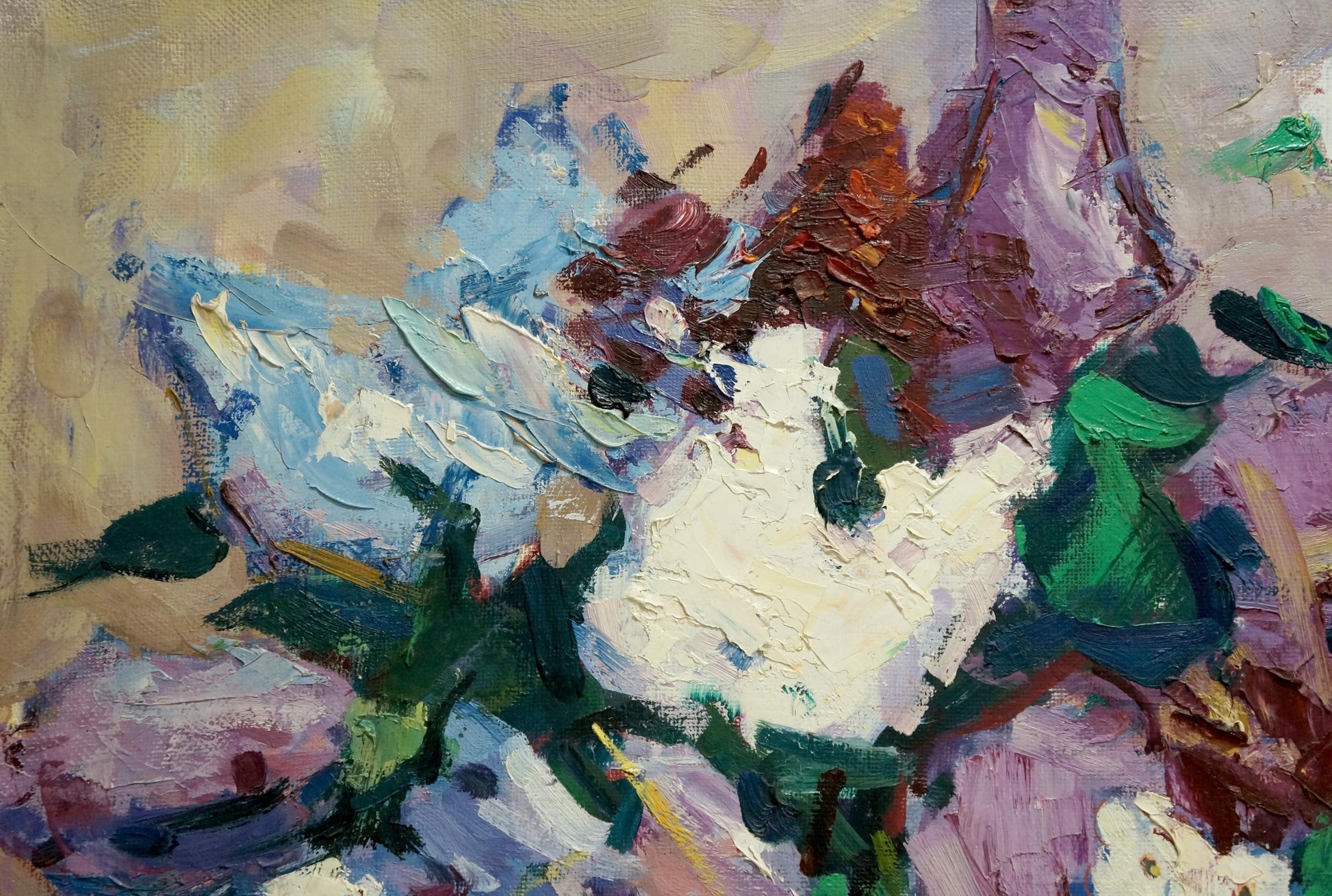 Vibrant oil painting Flowers Leonid Zaborovsky with bold colorful brushstrokes