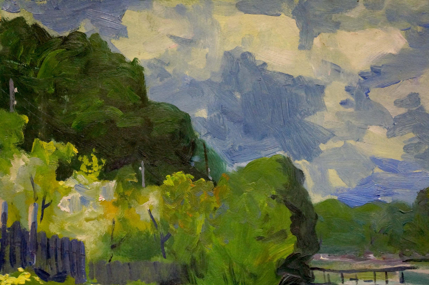 Vibrant impressionist oil painting The river flows by Patik Volodymyr Yosypovych