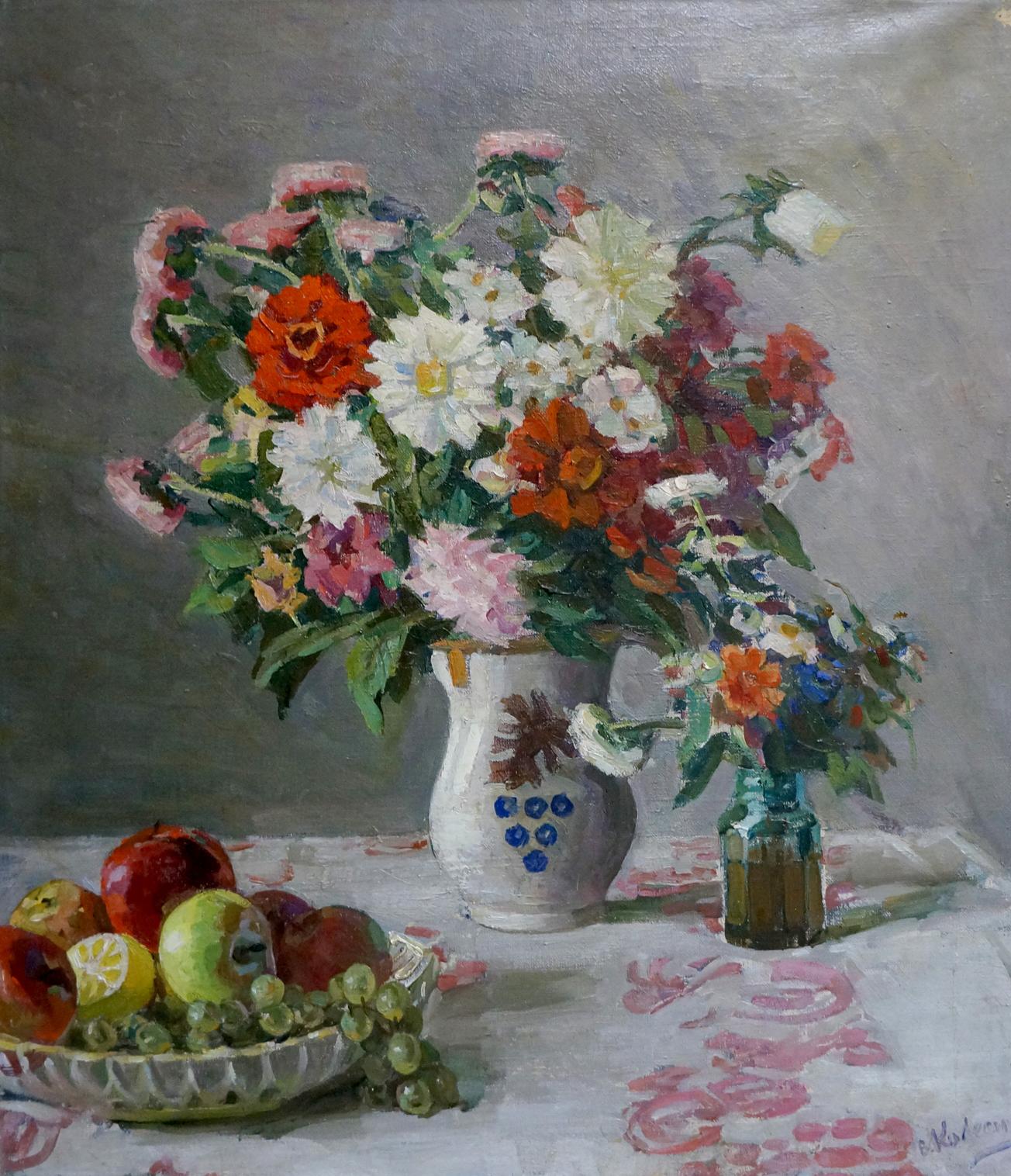 Oil painting Daisies by Kolesnik Vladimir Artemievich in white vase