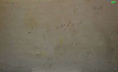 Back of beige canvas with paint splatters for Fomin Anatoly Nikiforovich autumn oil painting