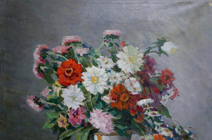 Vibrant oil painting of daisies by Kolesnik Vladimir Artemievich