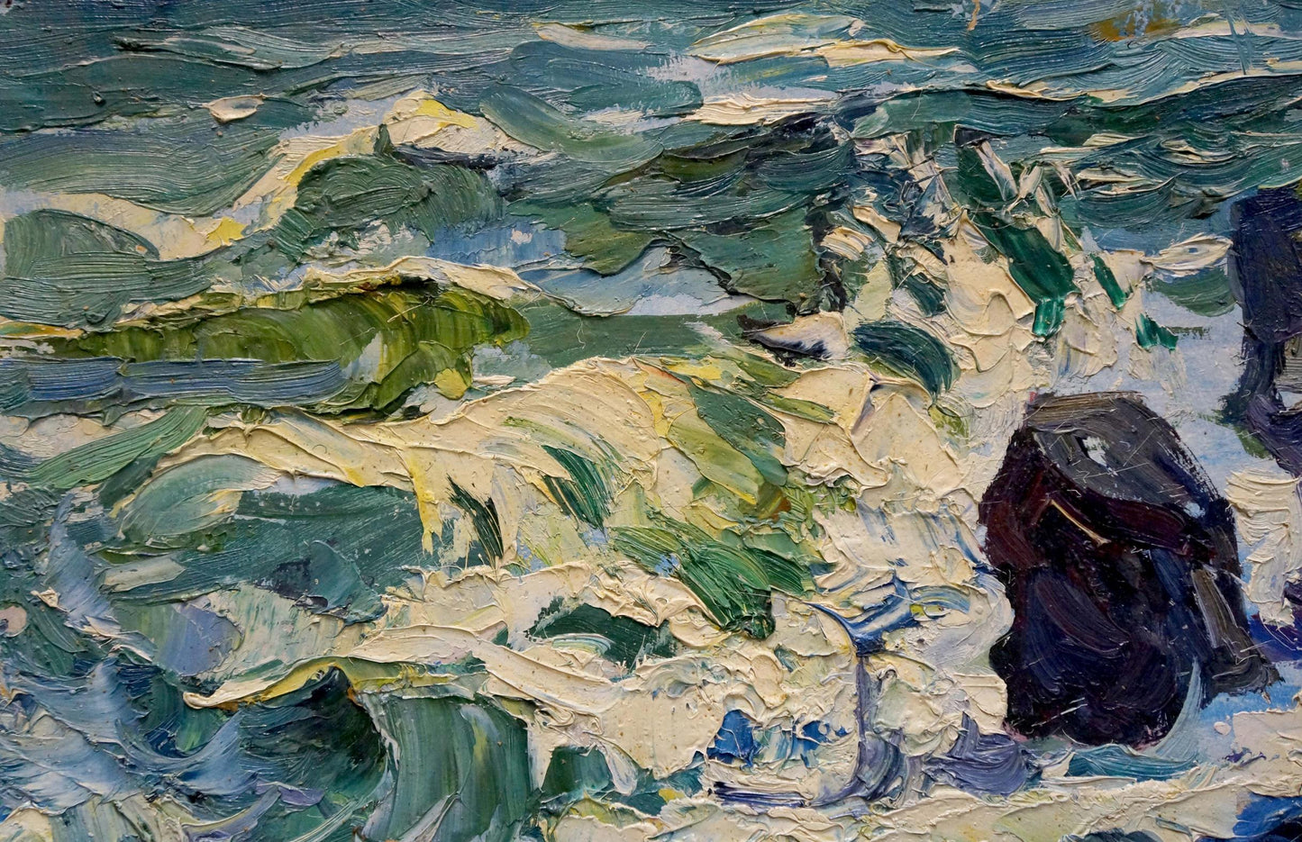 Textured impasto oil painting of turbulent ocean waves by Shapovalov Sergey Gavrilovich, Sea Breeze