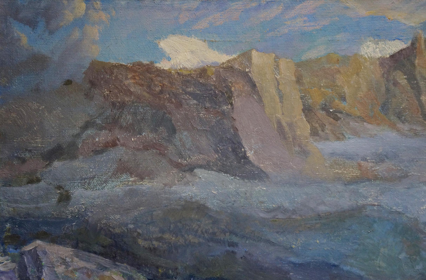 Oil painting of rugged cliffs and turbulent waves by Golembievskaya Tatyana Nikolaevna