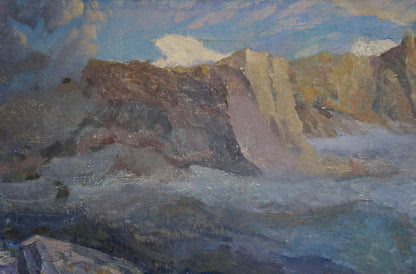 Oil painting of rugged cliffs and turbulent waves by Golembievskaya Tatyana Nikolaevna