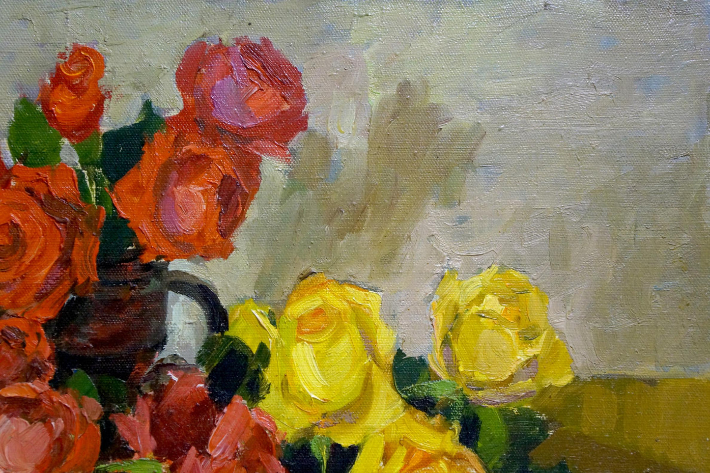 Oil painting of orange yellow roses bouquet by Oleinik Anna Petrovna