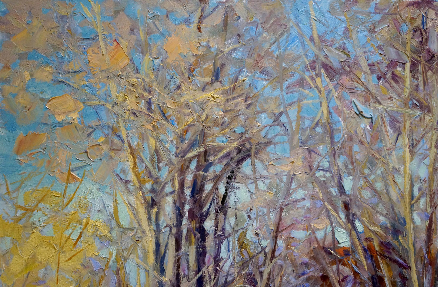 Oil painting of winter landscape with bare trees by Cherednichenko Alexander Nikolaevich