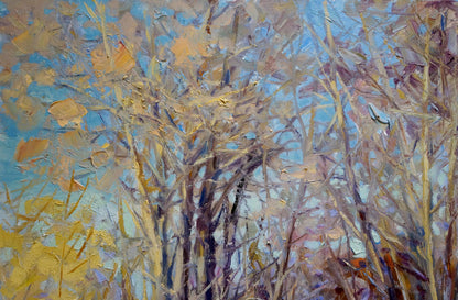Oil painting of winter landscape with bare trees by Cherednichenko Alexander Nikolaevich
