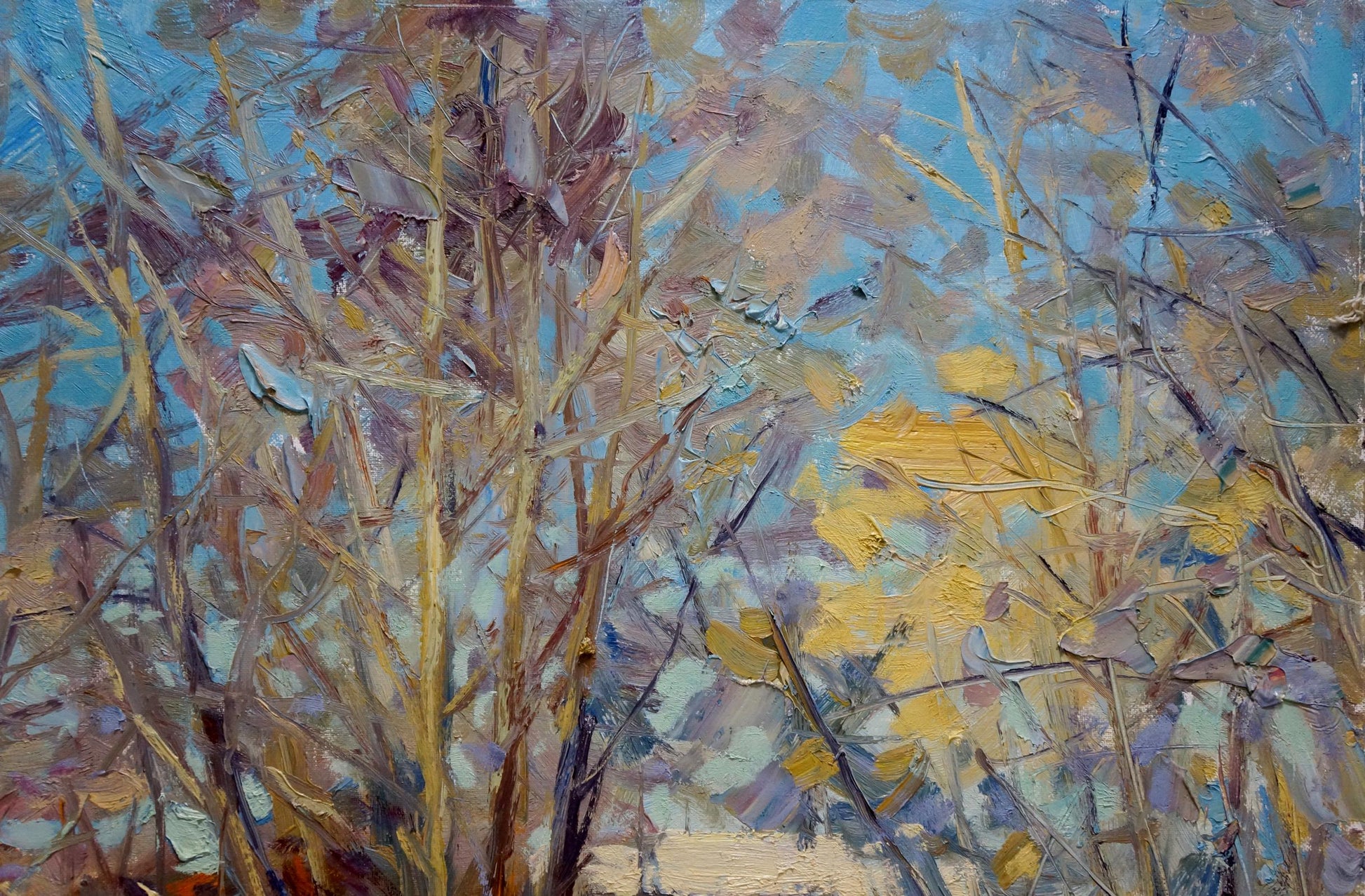 Impressionistic oil painting of bare winter tree branches by Cherednichenko Alexander Nikolaevich