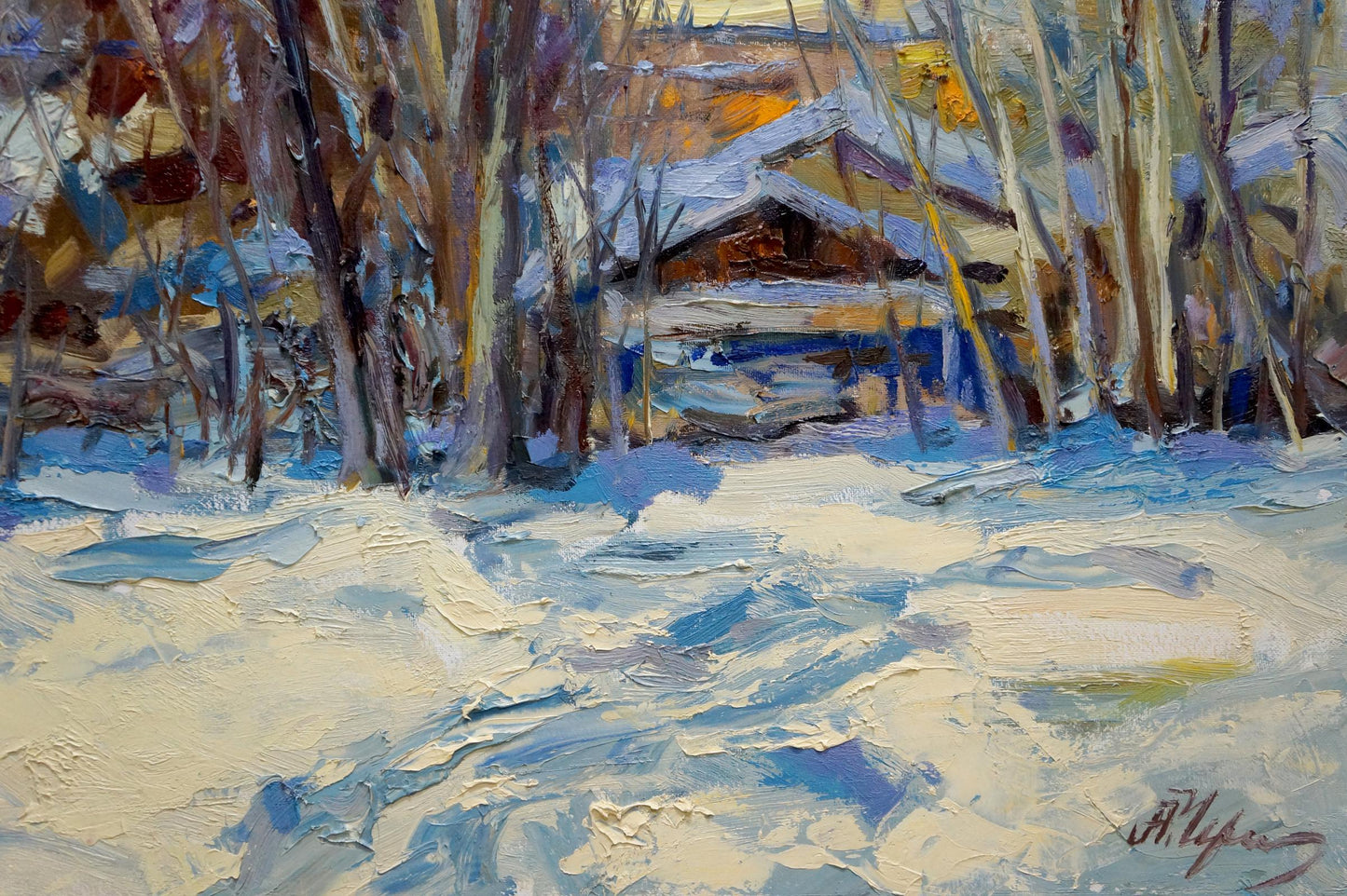 Winter landscape oil painting by Cherednichenko Alexander Nikolaevich