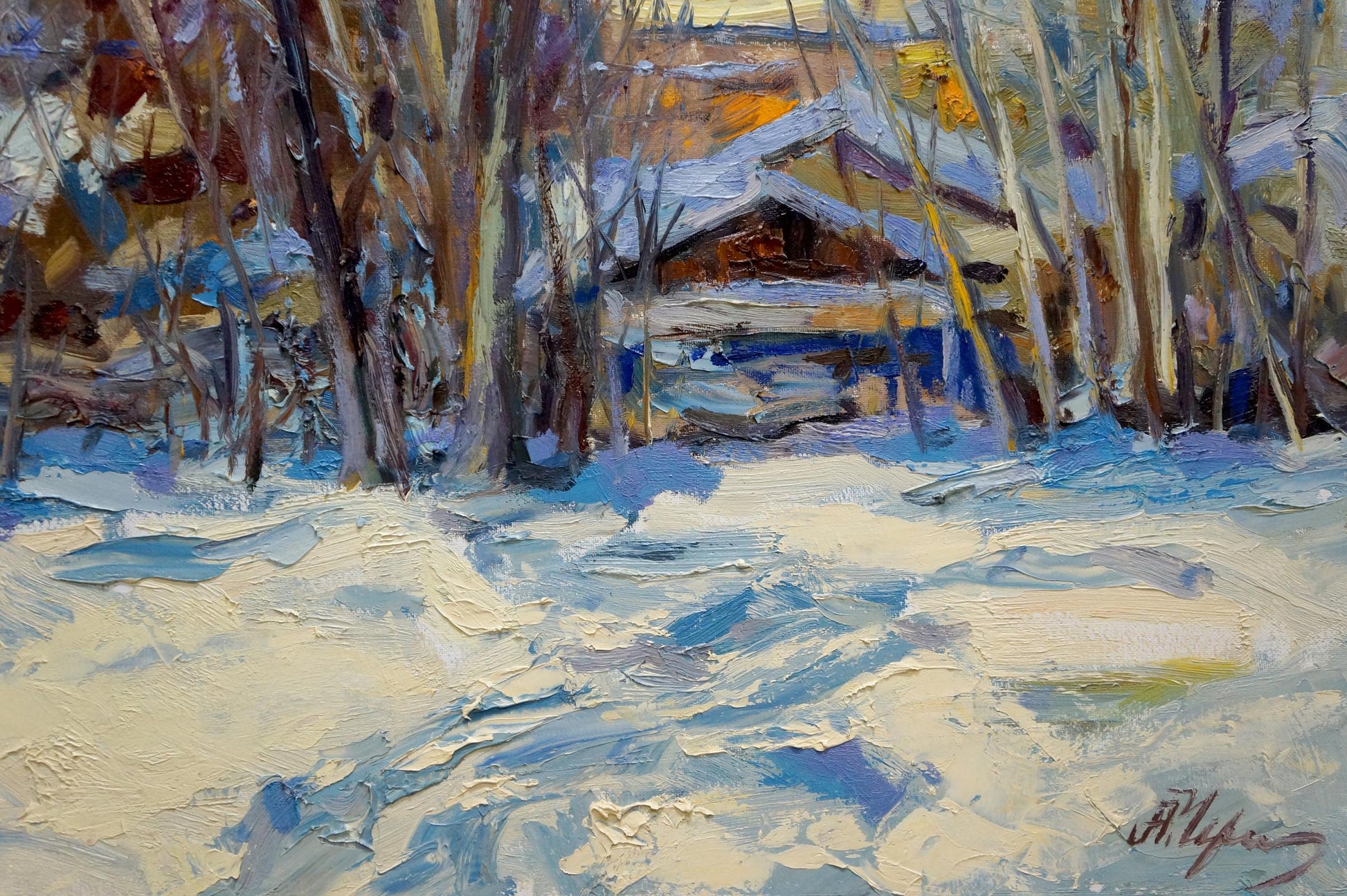 Winter landscape oil painting by Cherednichenko Alexander Nikolaevich